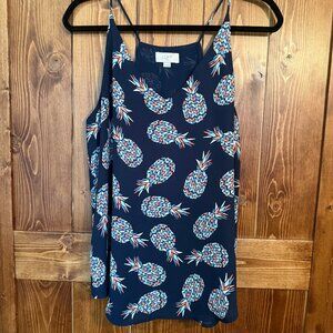 🍍 LOFT Spaghetti Strap Tank Top w/ Colorful Pineapples — Size M